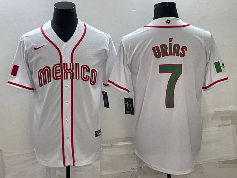 Men 2023 World Cub Mexico #7 Urias White Nike MLB Jersey